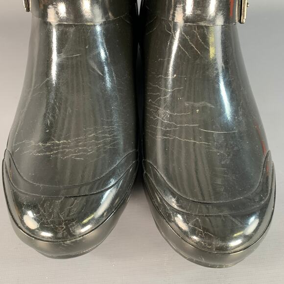 BURBERRY Size 10 Black Rubber Shearling Lined Rain Boots main image 9
